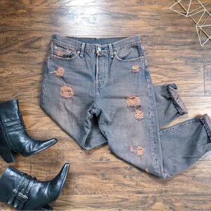 Levi’s • Wedgie Icon Jean cropped straight leg distressed dyed tinted orange